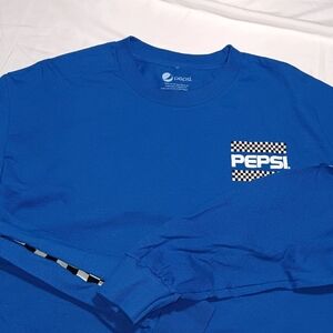 Womens Pepsi long sleeve crop shirt blue size large
